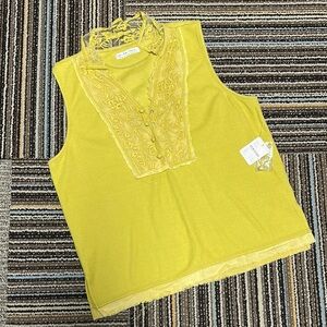 Free People Yellow Sleeveless Boxy Blouse